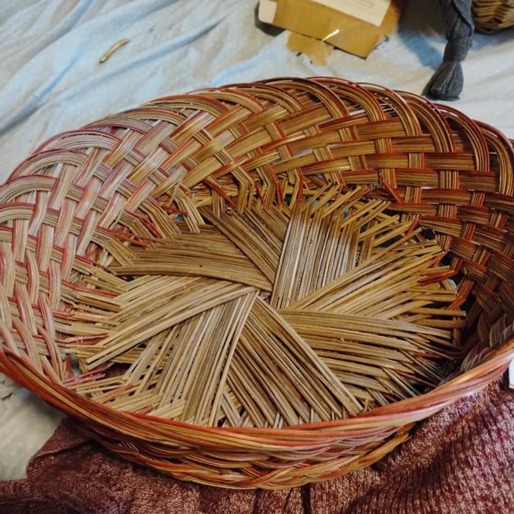 Handwoven Brown and Red Basket